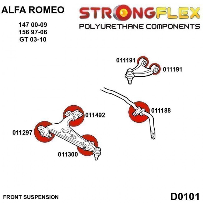 Σινεμπλόκ Πολυουρεθάνης Strongflex εμπρός ψαλιδιού Alfa Romeo 147 / 156 / GT - 80ShA - (011300B)