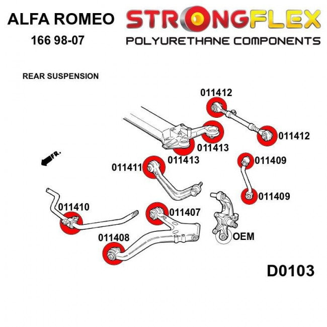 Σινεμπλόκ Πολυουρεθάνης Strongflex Πίσω Ψαλιδίου Πίσω Σινεμπλόκ Alfa Romeo 166 - 90ShA - 1 Τμχ. - (011407A) (60628261)