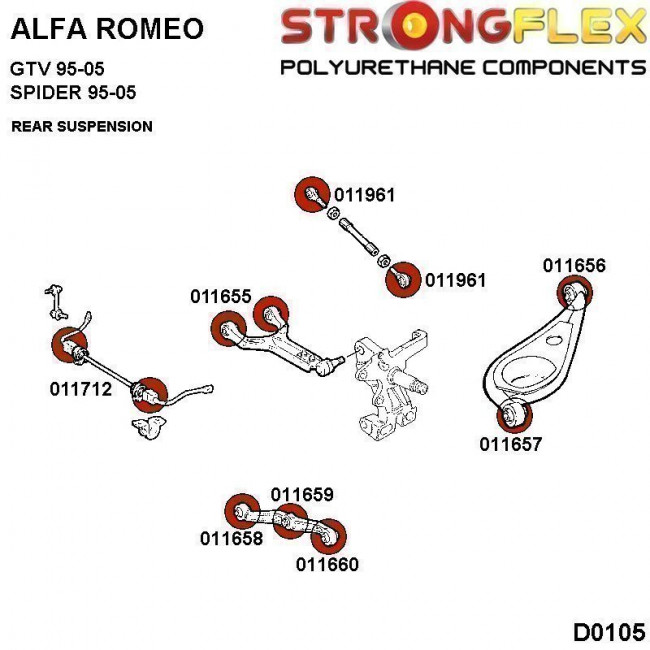 Σινεμπλόκ Πολυουρεθάνης Strongflex Πίσω Ψαλιδιού Alfa Romeo GTV / Spider - 80ShA - 1 Τμχ. - (011660B)