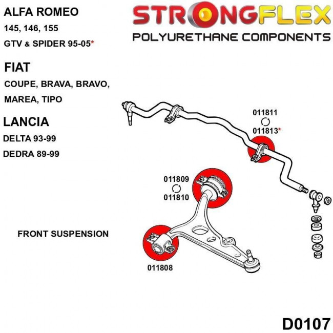 Σινεμπλόκ Πολυουρεθάνης Strongflex Εμπρός Αντιστρεπτικής Alfa Romeo / Fiat / Lancia  - 80ShA - 1 Τμχ. - (011811Β)