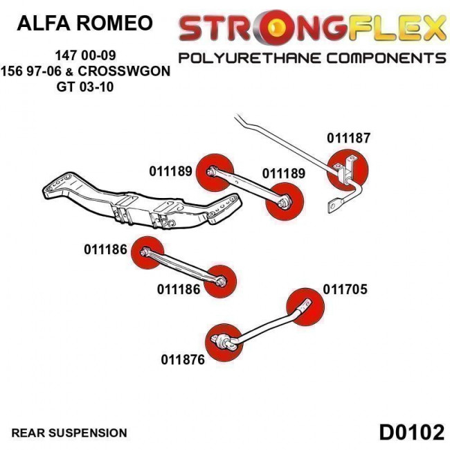 Σινεμπλόκ Πολυουρεθάνης Strongflex Πίσω Πλήρες Κιτ Alfa Romeo - Κόκκινα - 14 Τμχ. - (016076B)