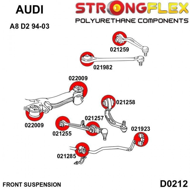 Σινεμπλόκ Πολυουρεθάνης Strongflex Eμπρός Ζαμφόρ Audi A4 (B5 - B9) / Α5 (8Τ) / Α6 / Α7 / Α8 / Q5 / R8 - Κόκκινο - 1 Τμχ. - (021285B) - (4D0411327G)