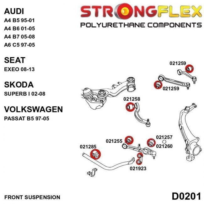 Σετ Σiνεμπλόκ Strongflex Audi A4 (B5) (1995 - 2001) Quattro - 80ShA - 32 Τμχ. - (026218B)