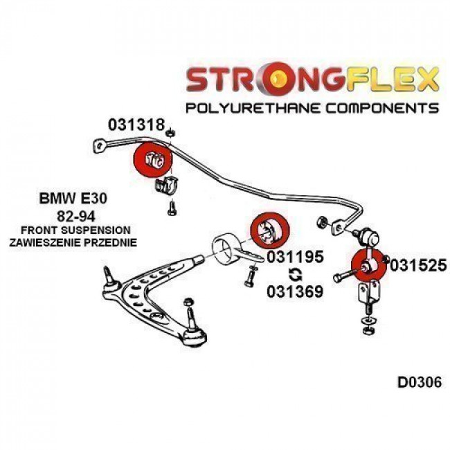 Σινεμπλόκ Πολυουρεθάνης Strongflex Εμπρός Ψαλιδιού BMW E30, E36 & M3, Z1, Z3 - 80ShA -1 Τεμ.- (031195B) (31129059288)