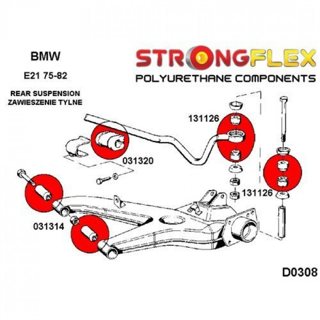 Σινεμπλόκ Πολυουρεθάνης Strongflex Sport BMW 1500 & 2002, E21, E28, E30, E36, Z3 πίσω ψαλιδιού - (031314A)