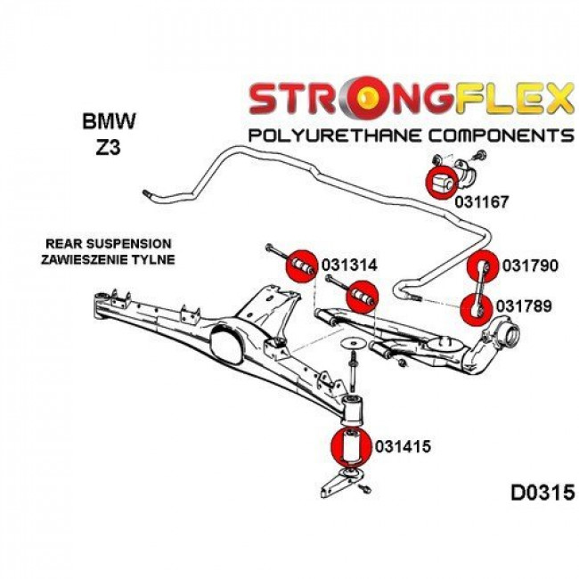 Σινεμπλόκ Πολυουρεθάνης Strongflex Sport BMW 1500 & 2002, E21, E28, E30, E36, Z3 πίσω ψαλιδιού - (031314A)
