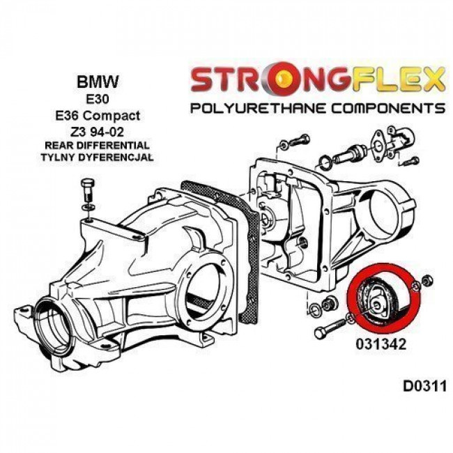 Σινεμπλόκ Πολυουρεθάνης Strongflex Βάση Διαφορικου BMW E30 & E36 (Compact) / Z3 - 80ShA - 1 Τμχ. -(031342B) (33171135242)