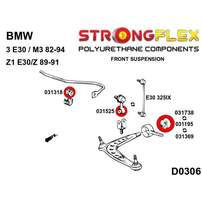 Σινεμπλόκ Ψαλιδιού Strongflex BMW E30/E36 - Έκκεντρο Για Χρήση Με Ψαλίδι E46 - 90ShA - (031738A)