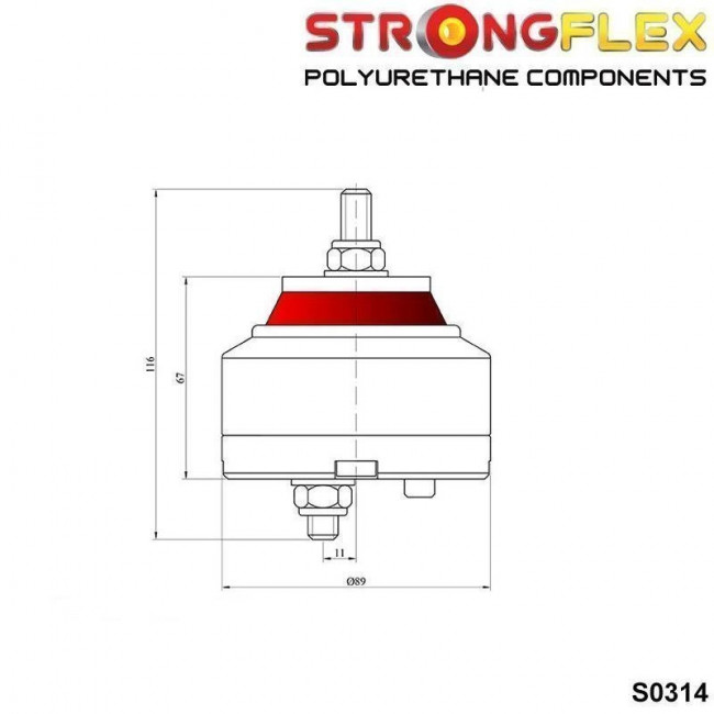 Ενισχυμένη Βάση Κινητήρα (Πολυουρεθάνης) Strongflex BMW E36 / E46 / Ε90 & E92 μόνο M3 / Z3 / Z4 -  Για Motorsport - (031762B)