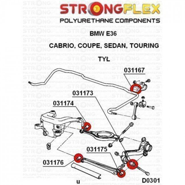 Σινεμπλόκ Πολυουρεθάνης Strongflex κιτ BMW E36 & M3 - Εμπρός Και Πίσω Ανάρτησης - 90ShA - 20 Τμχ - (036047Α)