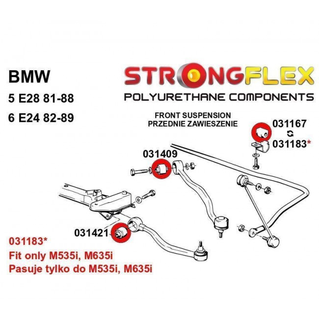 Πλήρες Κιτ Σινεμπλόκ Πολυουρεθάνης Strongflex BMW 5 II (81-88) E28,6 I (82-89) E24 - 80ShA- 18 Τεμ. - (036052B)