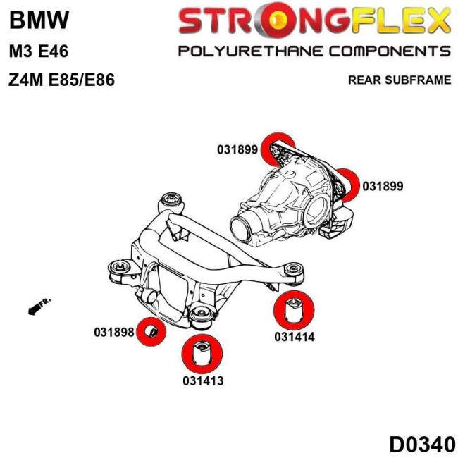 Set Πίσω Σινεμπλόκ Πολυουρεθάνης Γέφυρασ Strongflex BMW (E46) / X3 (E83) / Z4 (E85, E86, E89) - 80ShA - 4 Τμχ - (036119B) ( 33312283419)