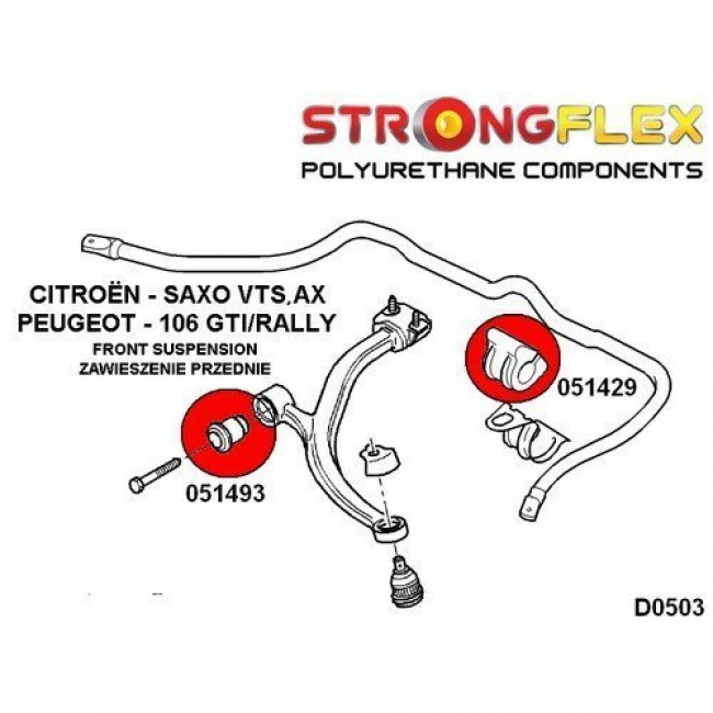 Σινεμπλόκ Πολυουρεθάνης Strongflex Εμπρός Ψαλιδιού Citroen AΧ, Saxo/ Peugeot 106 - 90ShA - 1 Τεμ.- (051828A) - (96106474)