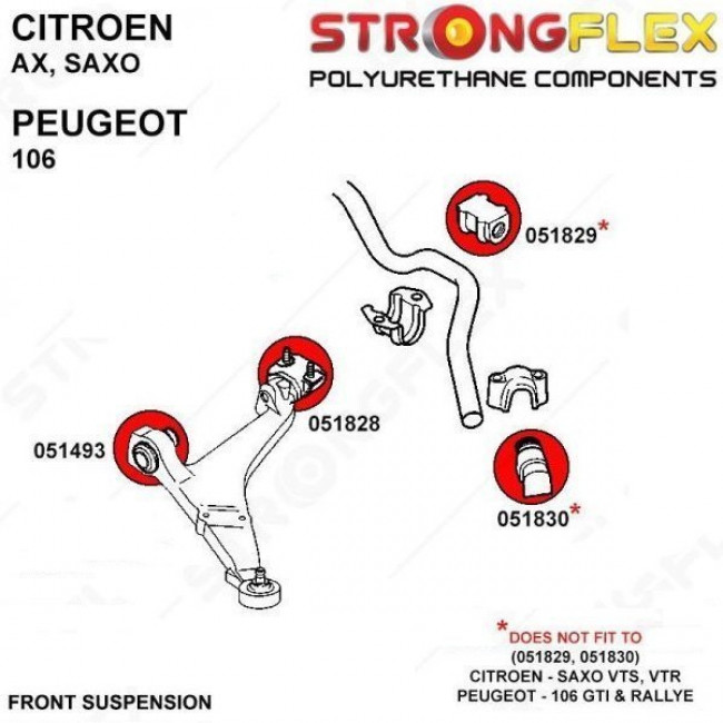 Σινεμπλόκ Πολυουρεθάνης Strongflex Μπροστινησ ζαμφόρ Citroen Saxo / Peugeot 106 - (051830B)
