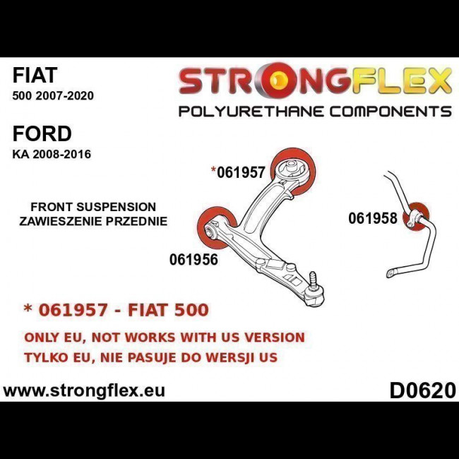 Σινεμπλόκ Πολυουρεθάνης Sport Strongflex 6 τεμ. μπροστινού άξονα κιτ Fiat 500 - Ford KA (066066A)