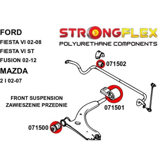 Σινεμπλόκ Πολυουρεθάνης Strongflex κιτ Ford Fiesta MK6 / MK6 ST (02-08) εμπρός ανάρτησης 8Τμχ - (076168B)