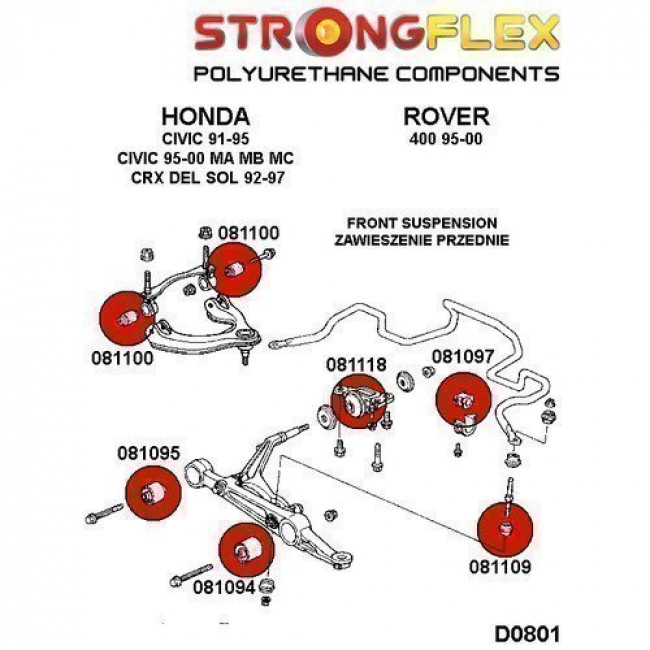 Σινεμπλόκ Πολυουρεθάνης Strongflex Sport εμπρός ψαλιδιού Acura/Honda - (081100A)