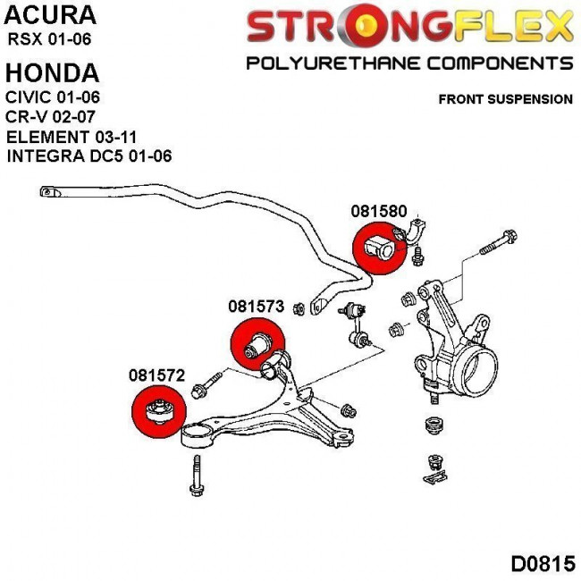 Σινεμπλόκ Πολυουρεθάνης Strongflex Εμπρός Ψαλιδίου Πίσω Σινεμπλόκ Honda Civic, CR-V, Integra - 90ShA - 1Τεμ.- (081573A) (51392-S5A-004)