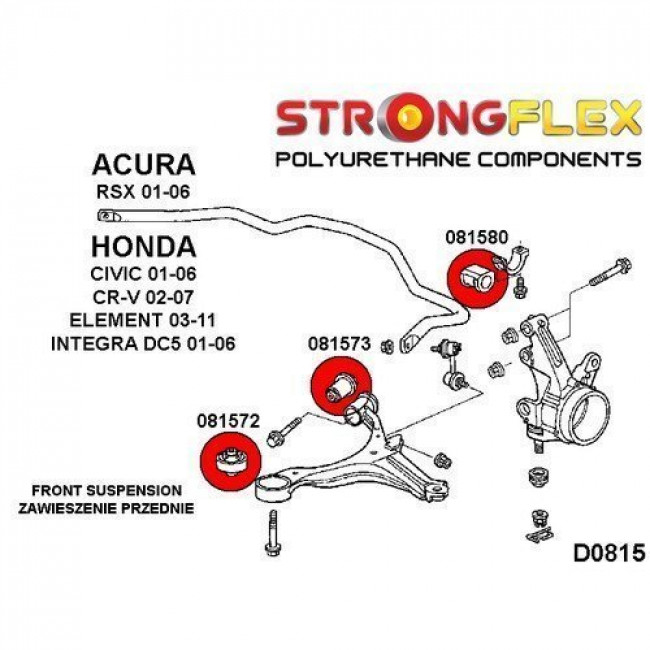 Σινεμπλόκ Πολυουρεθάνης Strongflex Sport Kit 90Sha - Hond Civic Ep-Eu-Ev-Em-Es / Cr-V / Integra Dc5 - (086195A)