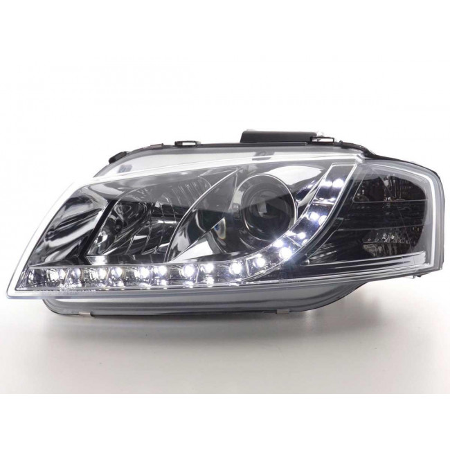 Μπροστινά Φανάρια LED Dayline με Φώτα Ημέρας Audi A3 8P (2003-2013) - Χωρίς Ρυθμιστή - Χρώμιo - 2 Τμχ (SWA11LGX)