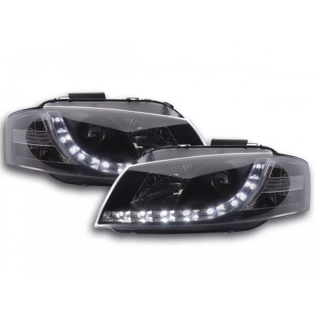 Μπροστινά Φανάρια LED Dayline με Φώτα Ημέρας Audi A3 8P (2003-2013) - Χωρίς Ρυθμιστή - Μαύρο - 2 Τμχ (1031585)