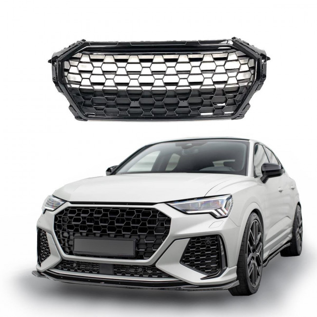 Μπροστινή Μάσκα Audi Q3 (F3B) (2018-) - Χωρίς Θέση για Σήμα - Μαύρο (41291)