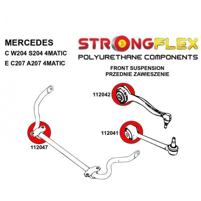 Σινεμπλόκ Πολυουρεθάνης Strongflex Μπροστινού Ψαλιδιου Mercedes C W204 (07-14),CLS C218 (10-18),E C207 / A207,W212 (09-16)  - 90Sha -  (112041A)