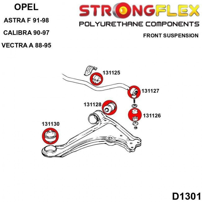 Σινεμπλόκ Πολυουρεθάνης Strongflex Εμπρός Αντιστρεπτικής για Opel Astra F, Calibra - 80ShA - 1 Τεμ. - (131125B) - (350078)