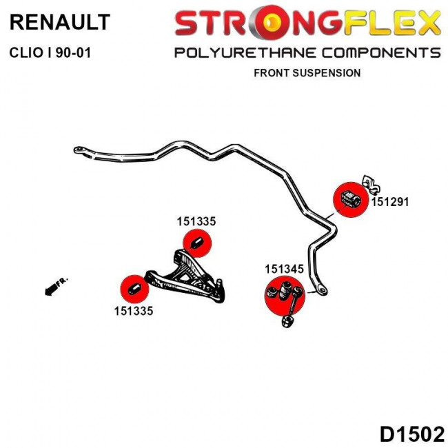 Σινεμπλόκ Πολυουρεθάνης Κιτ Μπροστινό Strongflex Renault Clio MK1 - (80ShA)  - 8 Τεμ.- (156078Β)