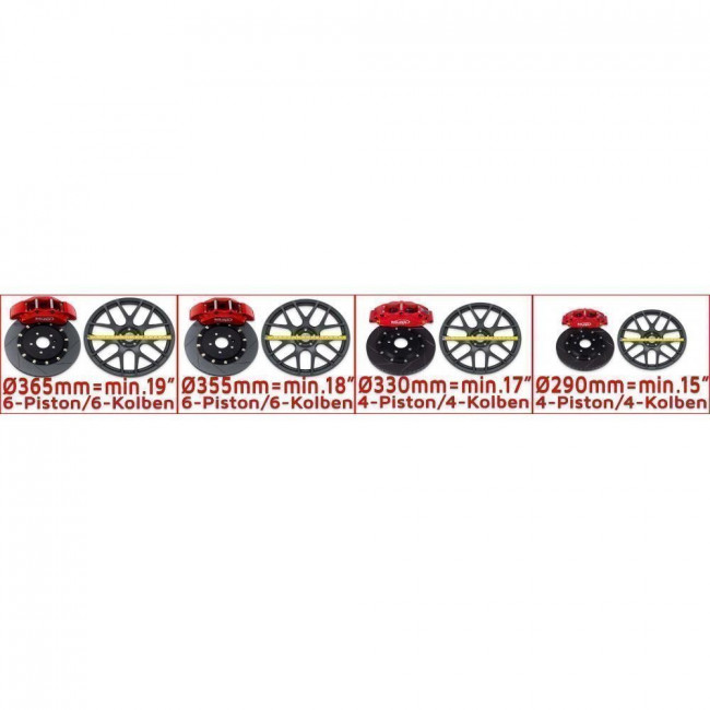 Εξαπίστονα Kit Φρένων Μπροστινά ⌀355mm V-Maxx για AUDI A3 (8V) /  CABRIO (8V7) / SEDAN (8VS) / SPORTBACK (8VA) - 2 Τμχ. -  (⌀55mm Γόνατο) - (20 AU355 01)