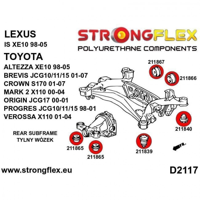 Σινεμπλόκ Πίσω Γέφυρας Πολυουρεθάνης Strongflex Lexus GS II (97-05),IS I (98-05),SC II (01-10) - 80ShA - 4 Τεμ. - (216234B)