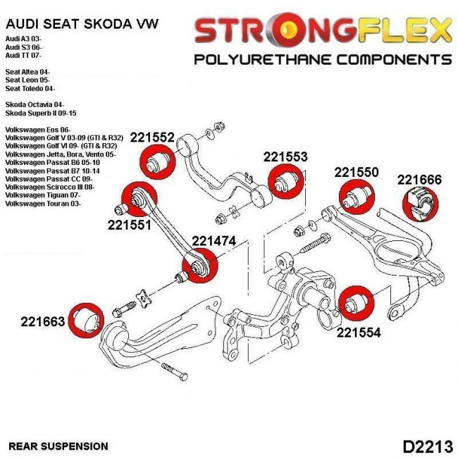 Σινεμπλόκ Πολυουρεθάνης Strongflex Sport Πίσω Εξωτερικό Audi A3 03,S3 06,Tt Ψαλιδιού - Κίτρινο - 1 Τμχ. - (221553A)
