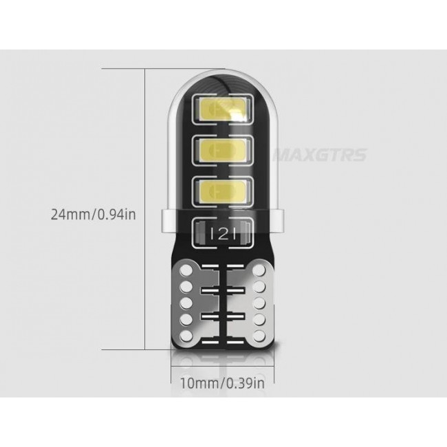 MaxGTRS Λάμπα Αυτοκινήτου Led T10 W5W 15W - Ψυχρό Λευκό - 2 Τμχ. - (32689287954)