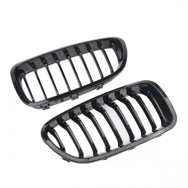 Μάσκες / Καρδιές Εμπρός BMW 5  (F10 / F11) Sedan / Touring (2010 - 2016) - M-Look - Μαύρο Γυαλιστερό - 2 Τμχ. - (393000753182)
