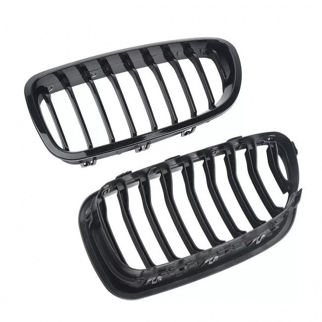 Μάσκες / Καρδιές Εμπρός BMW 5  (F10 / F11) Sedan / Touring (2010 - 2016) - M-Look - Μαύρο Γυαλιστερό - 2 Τμχ. - (393000753182)