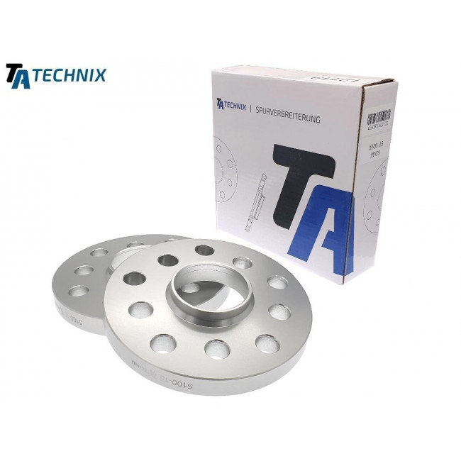15mm Αποστάτες Τροχών Με Χειλάκι TA Technix - Διπλού Καρέ: 5x100 & 5x112 - Κέντρο Φ57,1mm - Al 6065 - Ασημί - 2 Tμχ. - (5100-15P)