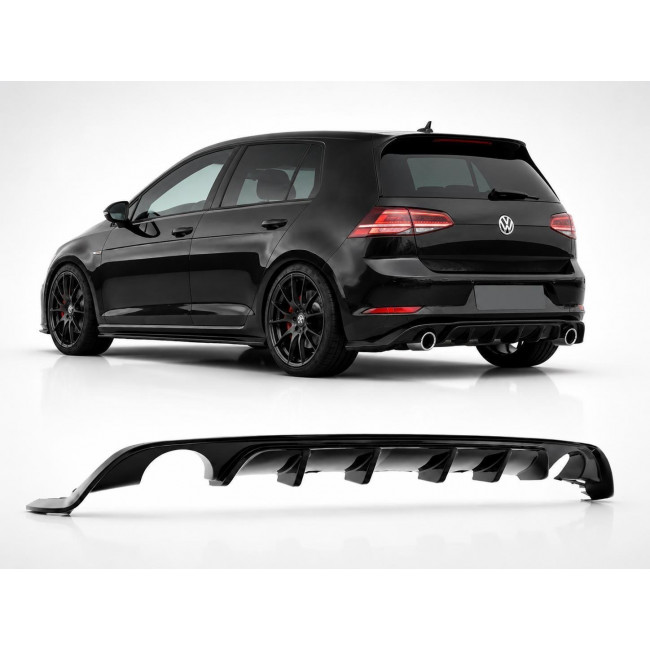 Διαχύτης / Diffuser Πίσω Προφυλακτήρα VW Golf 7 Facelift 7.5 (2017-2019) - Look R - Μαύρο Γυαλιστερό