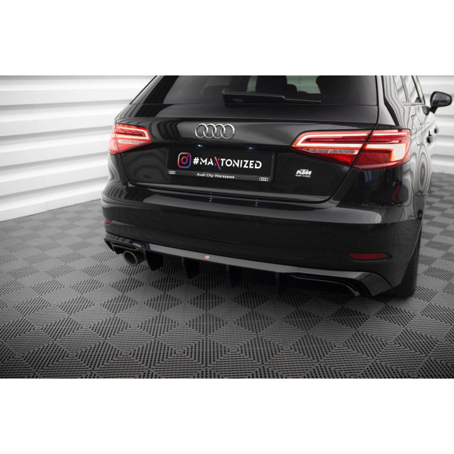 Διαχύτης Diffuser Maxton Design Audi A3 Sportback 8V Facelift (Με Μία Μονή Απόληξη) - Μαύρο Γυαλιστερό - (AU-A3-3F-SB-RS1GO_)