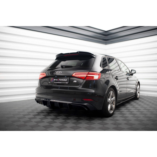 Διαχύτης Diffuser Maxton Design Audi A3 Sportback 8V Facelift (Μία Διπλή Αποληξη) - Μαύρο Γυαλσιτερό - (AU-A3-3F-SB-RS1GOO_)
