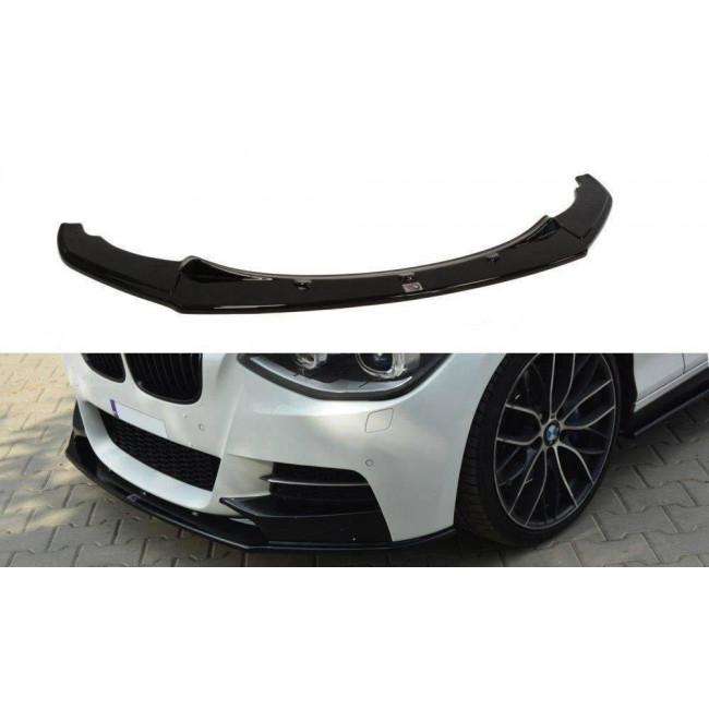 Spoiler / Χειλάκι εμπρός προφυλακτήρα Maxton Design BMW 1 (F20 / F21) - M-Pack - (PREFACE) - Μαύρο Γυαλιστερό - (BM-1-F20-M-FD1G)