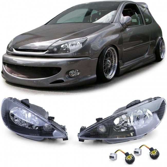 Μπροστινά Φανάρια Peugeot 206 Look GTI - Μαύρο - 2 Τμχ.-  (40604)