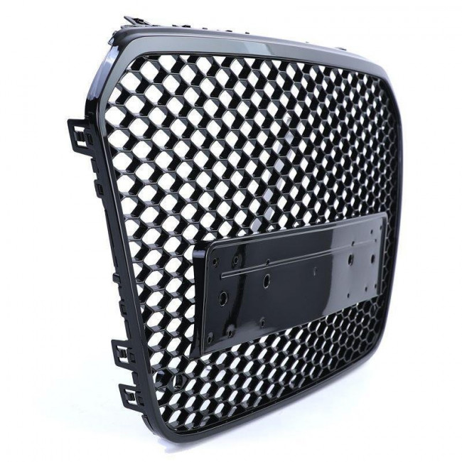 Μπροστινή Μάσκα HoneyComb Audi A6 (C7 / 4G) Prefacelift (2010-2014) - χωρίς Θέση για Σήμα - με Θέση για PDC - Μαύρο Γυαλιστερό (CP-40316)