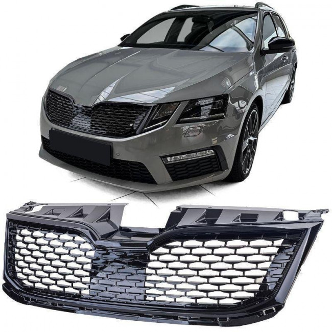 Μάσκα / Sport Grill Skoda Octavia (5E) - Facelift (2017-2020) - Χωρίς Σήμα - Μαύρη - (CP-43393)