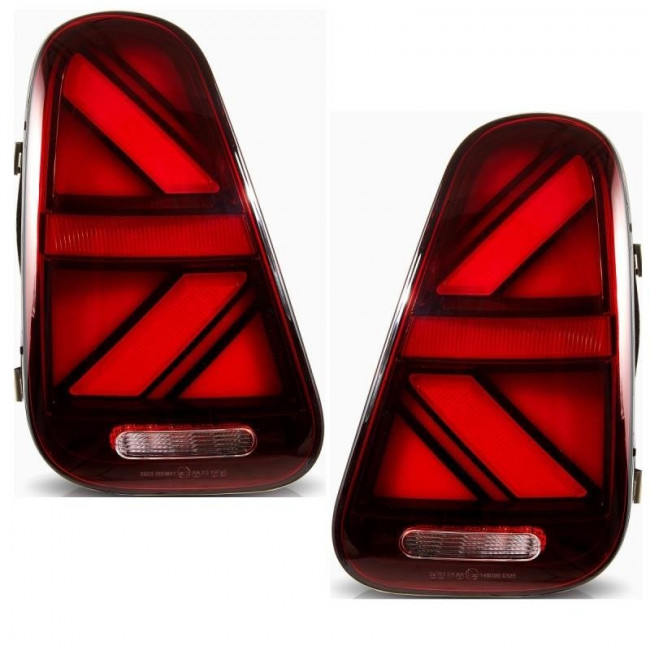 Σετ Φαναριών Πίσω LED - Union Jack - Mini Cooper (R50, R52, R53) (2001-2006) - Κόκκινα - 2 Τμχ.