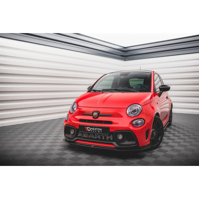 Spoiler / Χειλάκι εμπρός προφυλακτήρα Maxton Design FIAT 500 ABARTH MK1 FACELIFT Μαύρο Σαγρέ - (FI-500-1F-AB-FD1T)