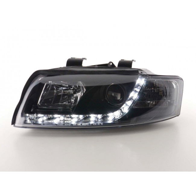 Μπροστινά Φανάρια Dayline με Φώτα Ημέρας και DRL Audi Α4 B6 Type 8Ε (2001-2004) - Χωρίς Ρυθμιστή - Μαύρα - 2 Τμχ. (FKFSAI010069)