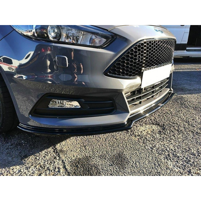 Spoiler / Χειλάκι εμπρός προφυλακτήρα Maxton Design Ford Focus ST Mk3 FL Μαύρο Γυαλιστερό - (FO-FO-3F-ST-FD3G)