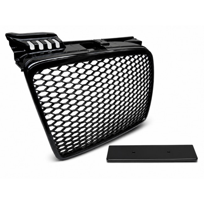 Μπροστινή Μάσκα / Grill Audi A4 - B7 - (2004-2007) - Με Βάση Πινακίδας - Χωρίς Βάση για Σήμα - Μαύρη Γυαλιστερή (GRAU51)