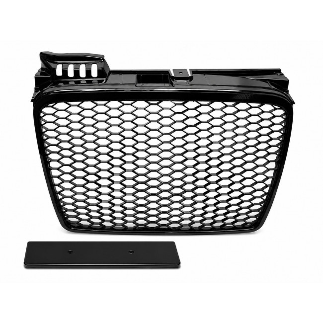 Μπροστινή Μάσκα / Grill Audi A4 - B7 - (2004-2007) - Με Βάση Πινακίδας - Χωρίς Βάση για Σήμα - Μαύρη Γυαλιστερή (GRAU51)