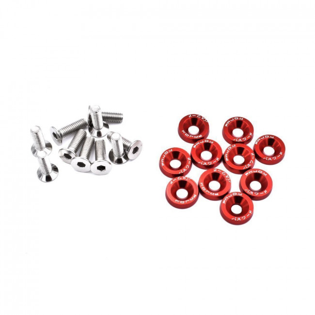 Σετ Διακοσμητικές Ροδέλες Με Βίδες - Κόκκινο -10 Τμχ. - (GRP-98756)